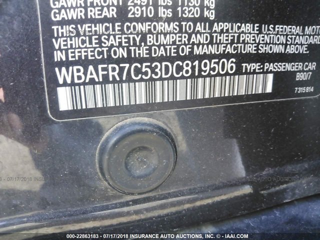 WBAFR7C53DC819506 - 2013 BMW 535 I BLACK photo 9