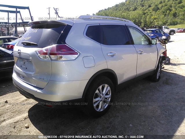 KNMAT2MV0FP542177 - 2015 NISSAN ROGUE S/SL/SV SILVER photo 4