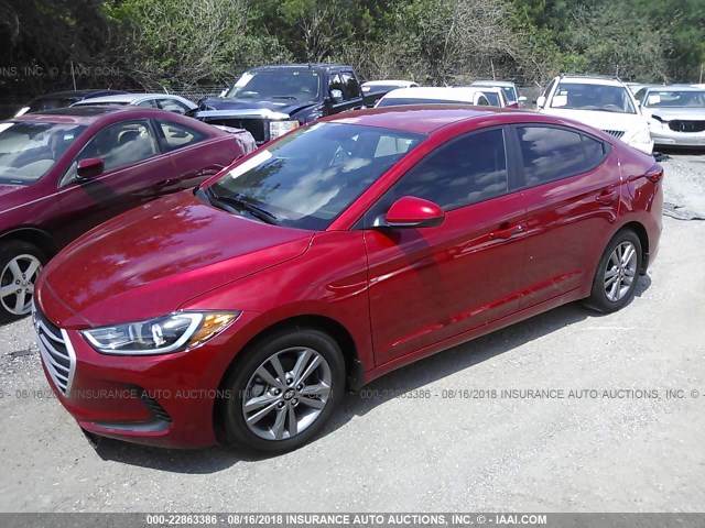 5NPD84LF3JH258289 - 2018 HYUNDAI ELANTRA SEL/VALUE/LIMITED RED photo 2