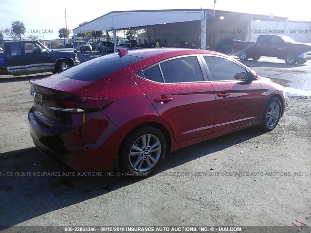 5NPD84LF3JH258289 - 2018 HYUNDAI ELANTRA SEL/VALUE/LIMITED RED photo 4