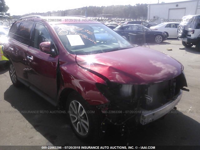 5N1AR2MM2FC710751 - 2015 NISSAN PATHFINDER S/SV/SL/PLATINUM 红色 照片 1