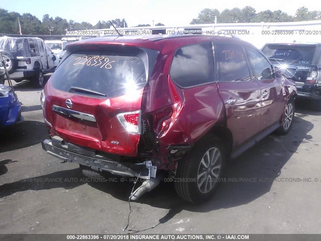 5N1AR2MM2FC710751 - 2015 NISSAN PATHFINDER S/SV/SL/PLATINUM 红色 照片 4