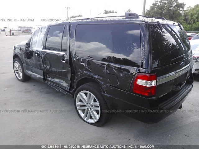 1FMJK1KT9HEA27333 - 2017 FORD EXPEDITION EL LIMITED BLACK photo 3