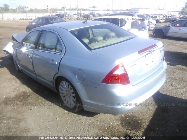 3FADP0L3XAR401274 - 2010 FORD FUSION HYBRID Light Blue photo 3