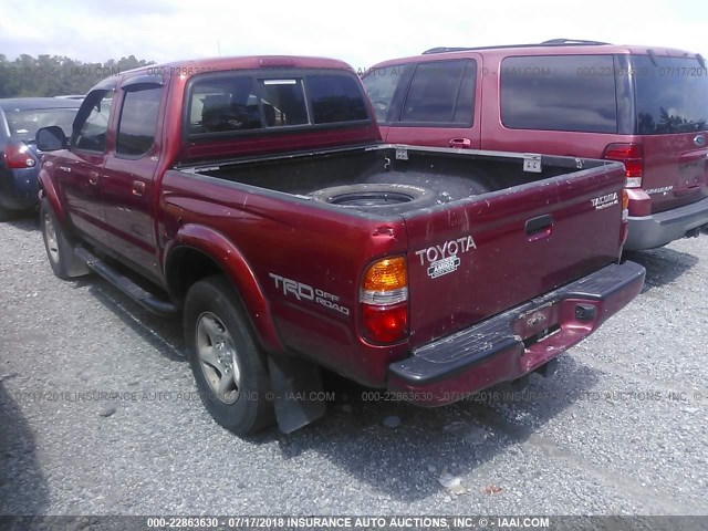 5TEGN92N52Z129500 - 2002 TOYOTA TACOMA DOUBLE CAB PRERUNNER RED photo 3