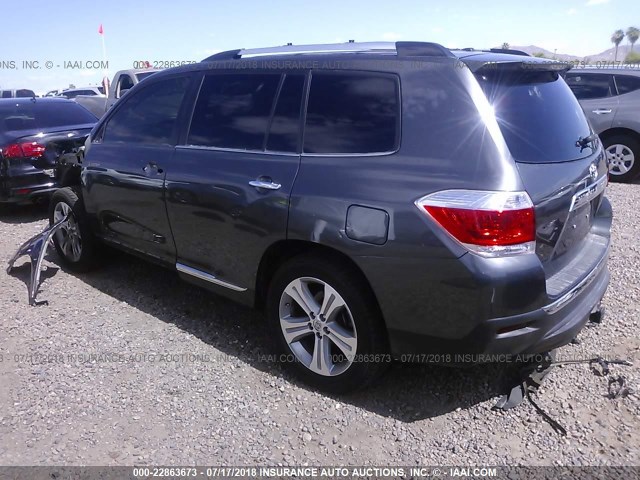 5TDYK3EH7CS087491 - 2012 TOYOTA HIGHLANDER LIMITED GRAY photo 3