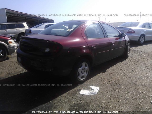 1B3ES46C01D146659 - 2001 DODGE NEON SE/ES RED photo 4