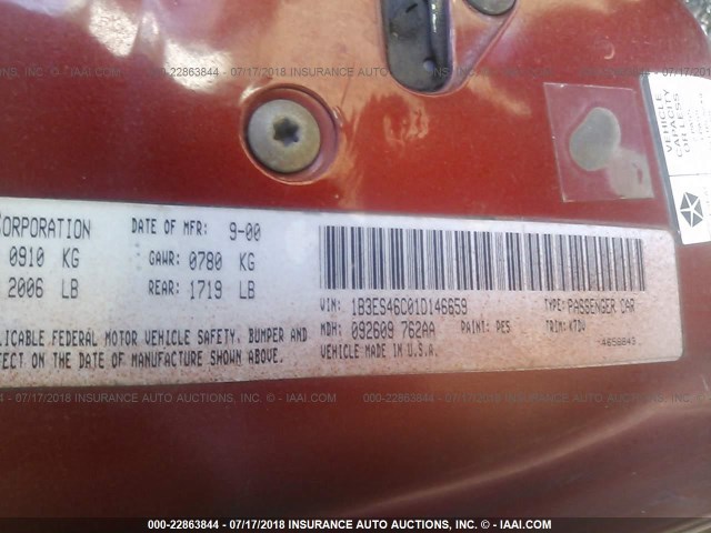 1B3ES46C01D146659 - 2001 DODGE NEON SE/ES RED photo 9