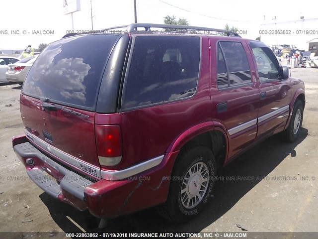 1GKDT13W512219772 - 2001 GMC JIMMY RED photo 4