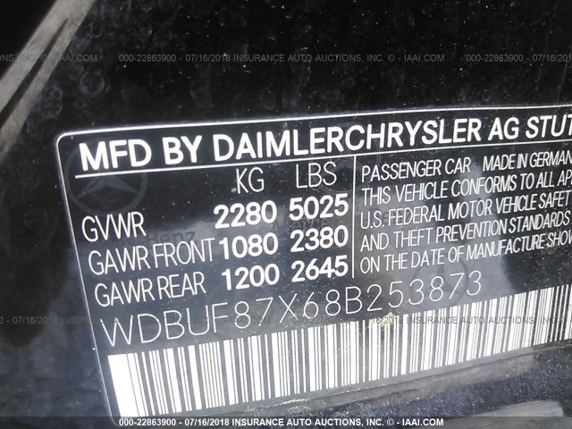 WDBUF87X68B253873 - 2008 MERCEDES-BENZ E 350 4MATIC BLACK photo 9