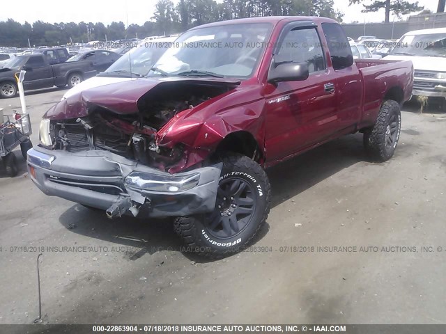 4TASN92N4YZ629688 - 2000 TOYOTA TACOMA XTRACAB PRERUNNER წითელი ფოტო 2