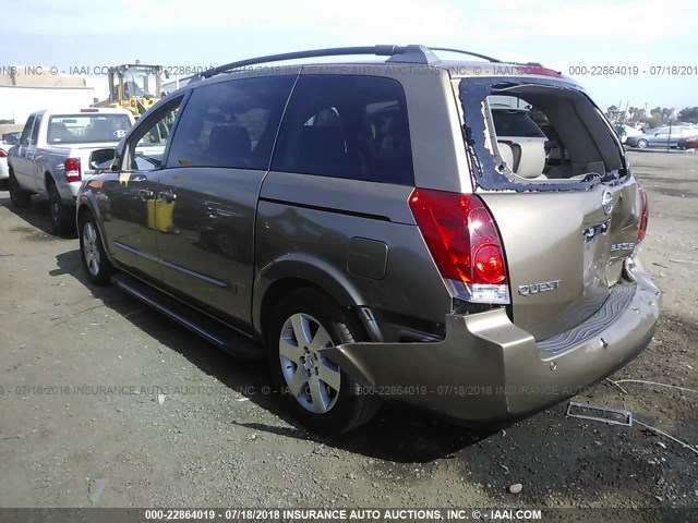 5N1BV28U54N320173 - 2004 NISSAN QUEST S/SE/SL GOLD photo 3