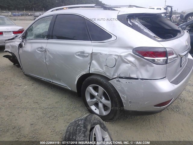 2T2BK1BA9EC226433 - 2014 LEXUS RX 350/BASE/F SPORT SILVER photo 3