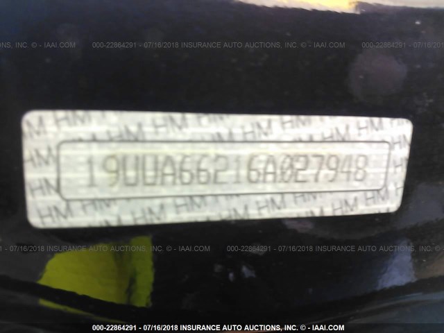 19UUA66216A027948 - 2006 ACURA 3.2TL BLUE photo 9