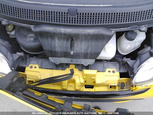 WMEEJ3BA7DK709174 - 2013 SMART FORTWO PURE/PASSION YELLOW photo 10