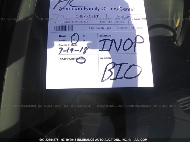 1G1ZS51F66F252402 - 2006 CHEVROLET MALIBU LS GRAY photo 7