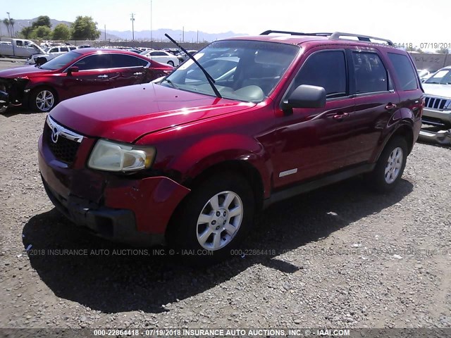 4F2CZ02Z48KM09164 - 2008 MAZDA TRIBUTE I RED photo 2