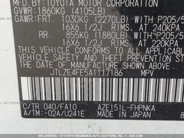 JTLZE4FE5A1117186 - 2010 TOYOTA SCION XB Ақ фото 9