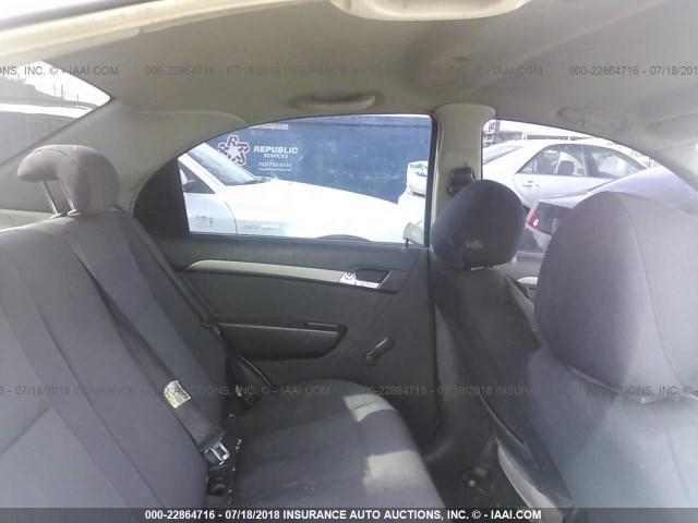 KL1TD56658B243854 - 2008 CHEVROLET AVEO LS SILVER photo 8