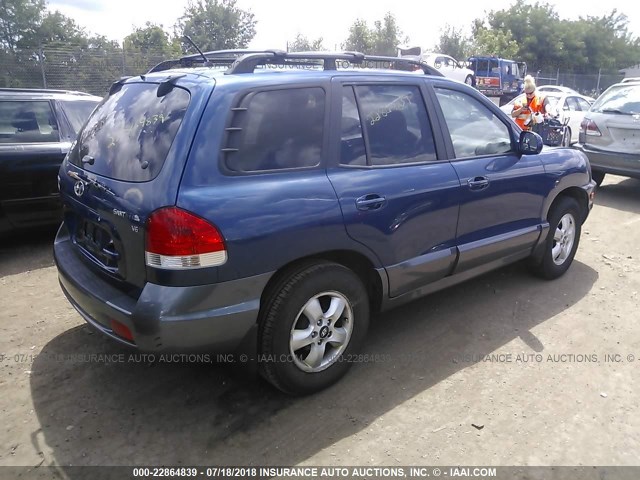 KM8SC13D16U107849 - 2006 HYUNDAI SANTA FE GLS/LIMITED BLUE photo 4