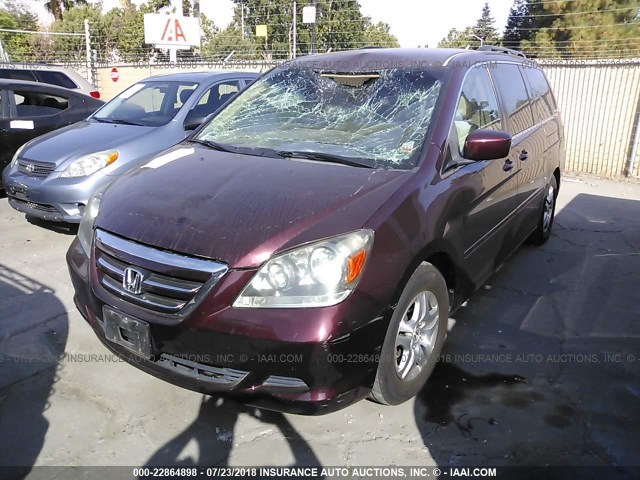 5FNRL38457B143724 - 2007 HONDA ODYSSEY EX BURGUNDY photo 2