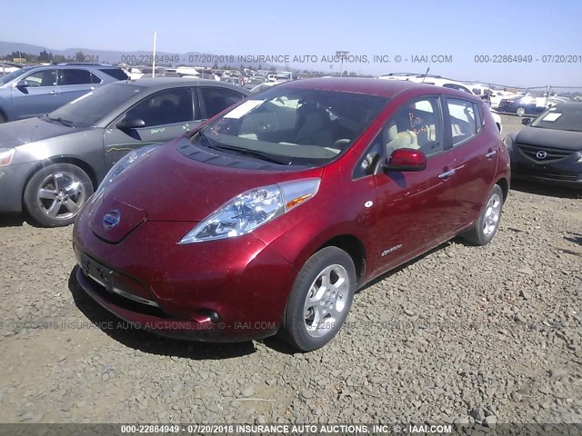 JN1AZ0CPXBT004547 - 2011 NISSAN LEAF SV/SL MAROON photo 2