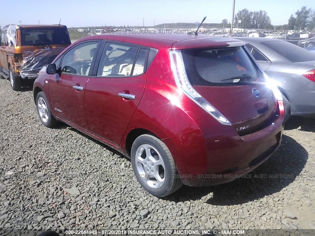 JN1AZ0CPXBT004547 - 2011 NISSAN LEAF SV/SL MAROON photo 3