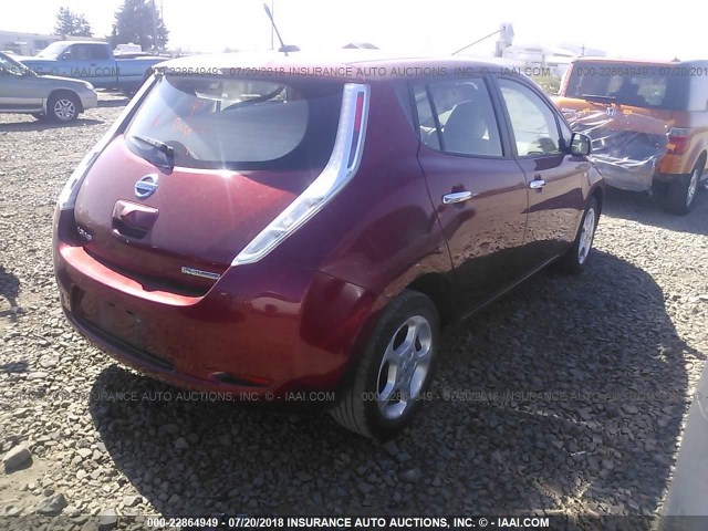 JN1AZ0CPXBT004547 - 2011 NISSAN LEAF SV/SL MAROON photo 4