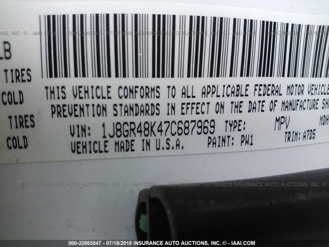 1J8GR48K47C687969 - 2007 JEEP GRAND CHEROKEE LAREDO/COLUMBIA/FREEDOM 白色 照片 9