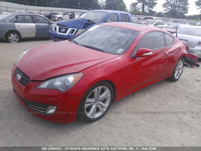 KMHHU6KH4AU003826 - 2010 HYUNDAI GENESIS COUPE 3.8L RED photo 2