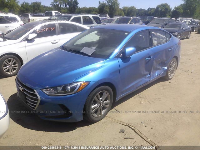 KMHD84LF5HU381524 - 2017 HYUNDAI ELANTRA SE/VALUE/LIMITED BLUE photo 2