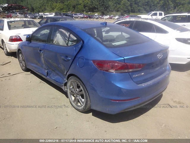 KMHD84LF5HU381524 - 2017 HYUNDAI ELANTRA SE/VALUE/LIMITED BLUE photo 3