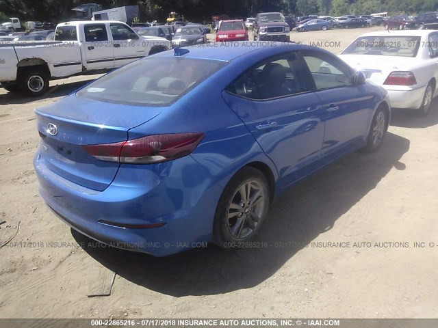 KMHD84LF5HU381524 - 2017 HYUNDAI ELANTRA SE/VALUE/LIMITED BLUE photo 4