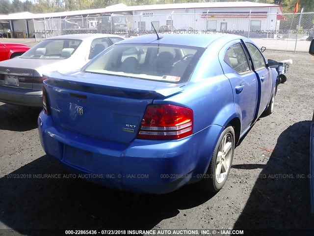 1B3LC56R18N121479 - 2008 DODGE AVENGER SXT BLUE photo 4