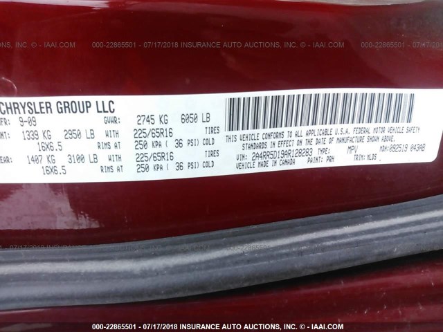 2A4RR5D19AR128283 - 2010 CHRYSLER TOWN & COUNTRY TOURING RED photo 9