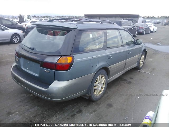 4S3BH686517647189 - 2001 SUBARU LEGACY OUTBACK LIMITED GREEN photo 4