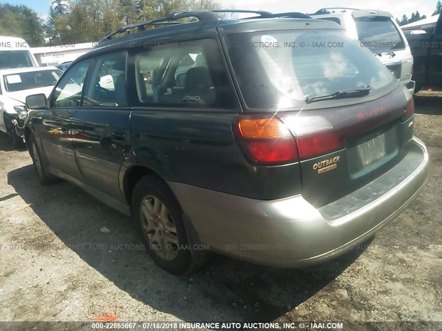 4S3BH686927600958 - 2002 SUBARU LEGACY OUTBACK LIMITED GREEN photo 3