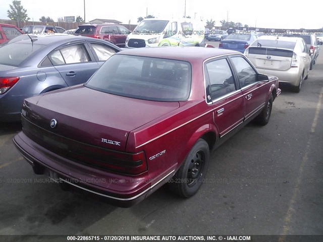 1G4AG54N4P6404134 - 1993 BUICK CENTURY SPECIAL MAROON photo 4