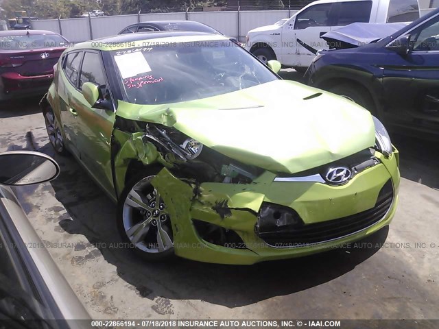 KMHTC6AD5CU054587 - 2012 HYUNDAI VELOSTER GREEN photo 1