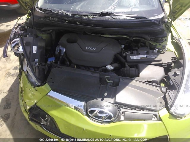 KMHTC6AD5CU054587 - 2012 HYUNDAI VELOSTER GREEN photo 10