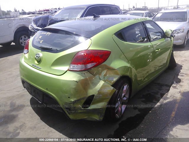 KMHTC6AD5CU054587 - 2012 HYUNDAI VELOSTER GREEN photo 4