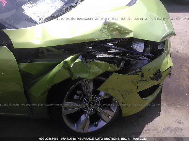 KMHTC6AD5CU054587 - 2012 HYUNDAI VELOSTER GREEN photo 6