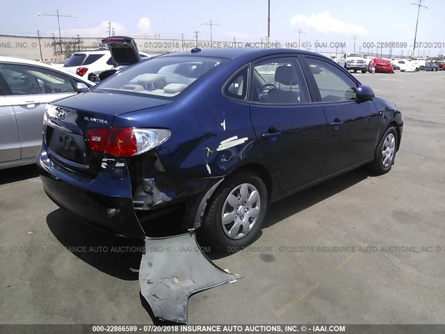 KMHDU46D68U338607 - 2008 HYUNDAI ELANTRA GLS/SE/LIMITED BLUE photo 4