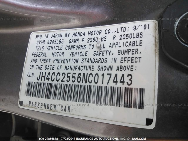 JH4CC2556NC017443 - 1992 ACURA VIGOR GS BROWN photo 9