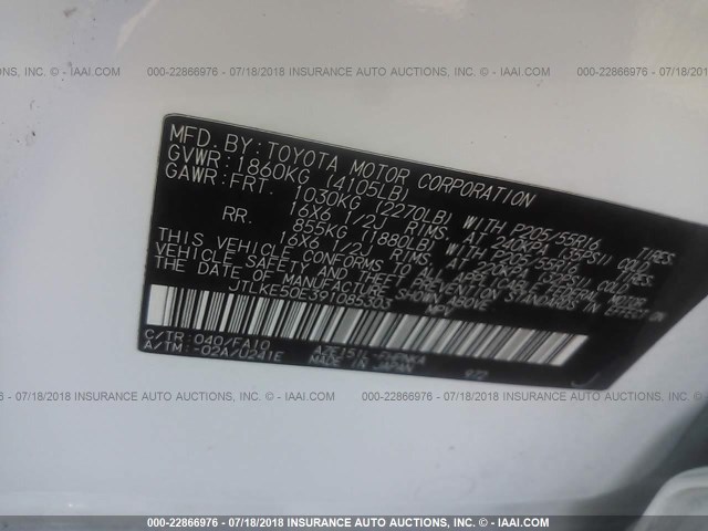 JTLKE50E391085303 - 2009 TOYOTA SCION XB Weiß Foto 9