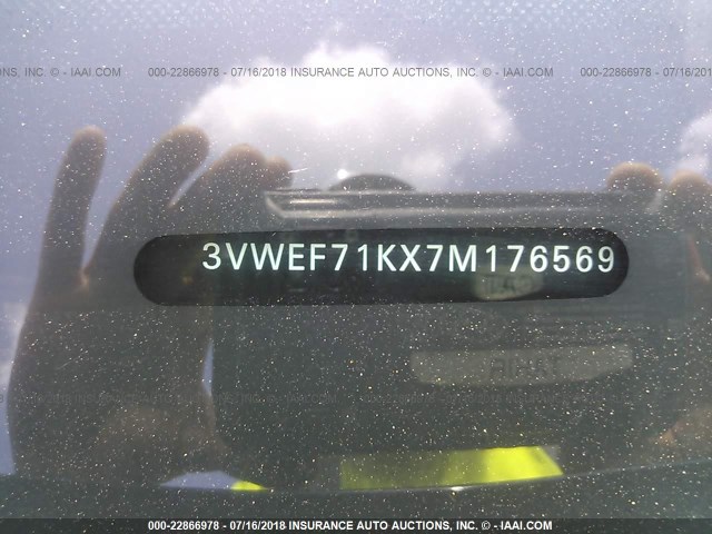 3VWEF71KX7M176569 - 2007 VOLKSWAGEN JETTA WOLFSBURG 黑色 照片 9