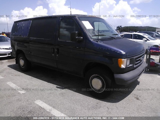 1FTNE24243HA07277 - 2003 FORD ECONOLINE E250 VAN BLUE photo 1