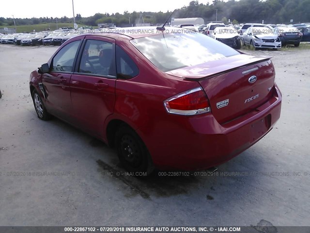 1FAHP35N58W188727 - 2008 FORD FOCUS SE/SEL/SES RED photo 3