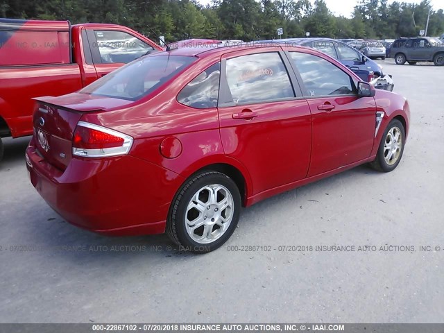 1FAHP35N58W188727 - 2008 FORD FOCUS SE/SEL/SES RED photo 4