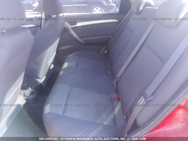 KL1TD56628B091662 - 2008 CHEVROLET AVEO LS RED photo 8